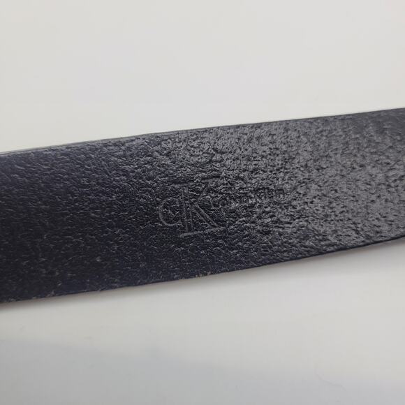 VTG Calvin Klein Jeans Belt Mens Large Black Leather 90s Y2K Chunky Minimalist - Picture 5 of 7